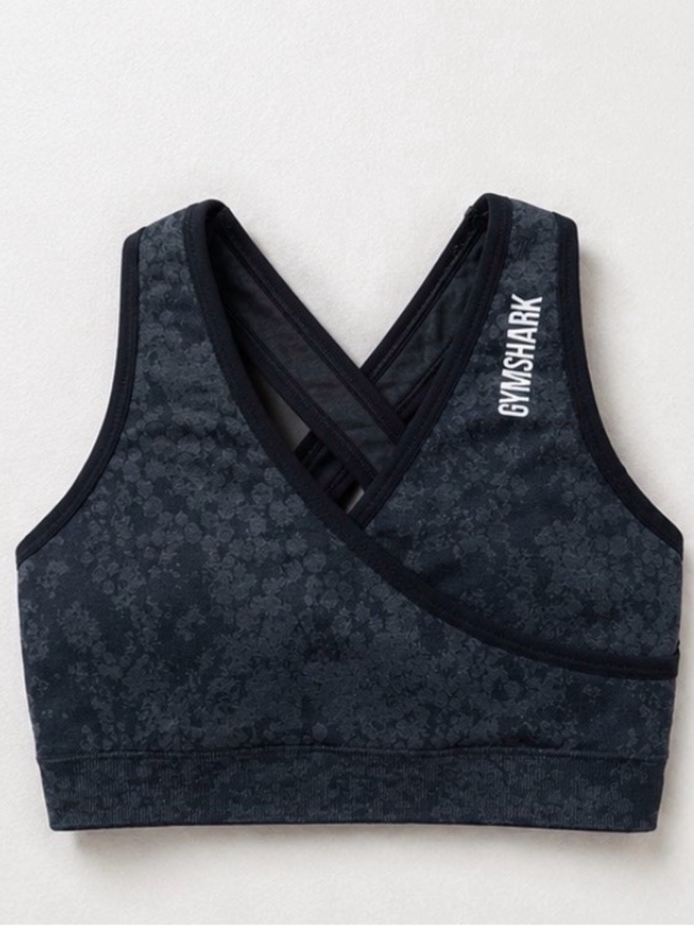 Gymshark Black Floral-Textured Cross-Back Sports Bra